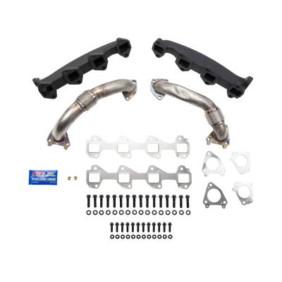 Wehrli Custom Fabrication - 2001-2004 LB7 Duramax Billet Exhaust Manifold & 2" Stainless Up Pipe Kit