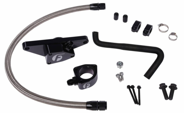 Fleece Performance - 2006-2007 5.9L Cummins Fleece Coolant Bypass Kit (Auto Trans Only) w/ Stainless Steel Braided Line
