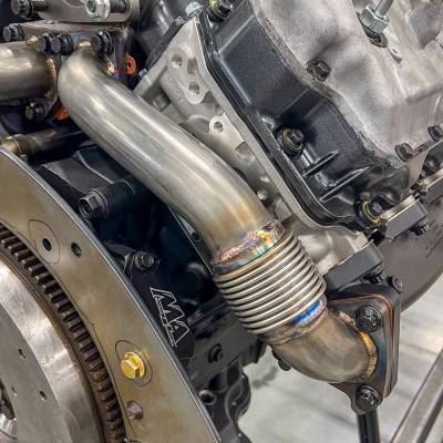 Wehrli Custom Fabrication - 2001-2004 LB7 Duramax 2" Stainless Twin Turbo Style Pass Side Up Pipe for OEM or WCFab Manifold with Gaskets - Image 3